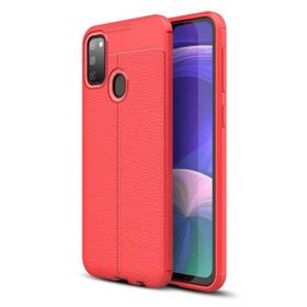 Gpack Samsung Galaxy M30s Niss Deri Görünümlü Kırmızı Silikon Kılıf