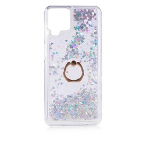 Gpack Samsung Galaxy M32 4G Milce Sulu Yüzüklü Silikon Arka Kapak Gümüş Kılıf