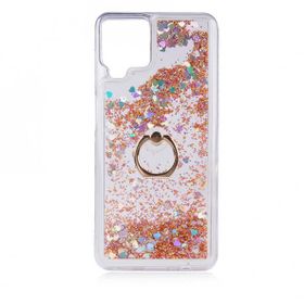 Gpack Samsung Galaxy M32 4G Milce Sulu Yüzüklü Silikon Arka Kapak Gümüş Kılıf