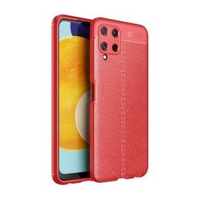 Gpack Samsung Galaxy M32 4G Niss Silikon Deri Görünümlü Korumalı Kırmızı Kılıf