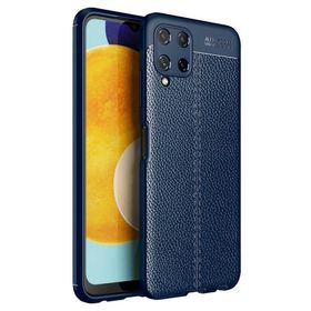 Gpack Samsung Galaxy M32 4G Niss Silikon Deri Görünümlü Korumalı Lacivert Kılıf
