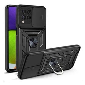 Gpack Samsung Galaxy M32 4G Tank Aramid Sürgülü Vega Yüzüklü Kırmızı Kılıf