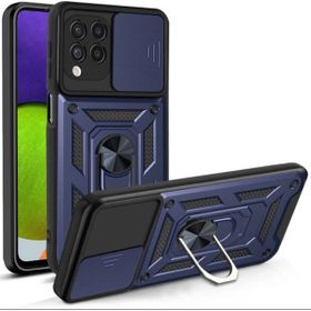 Gpack Samsung Galaxy M32 4G Tank Aramid Sürgülü Vega Yüzüklü Nano Lacivert Kılıf