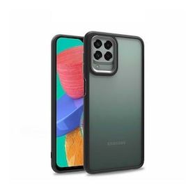 Gpack Samsung Galaxy M33 Flora Sert Silikon Arkası Cam Şeffaf Lacivert Kılıf