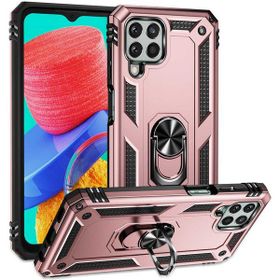 Gpack Samsung Galaxy M33 Vega Sert Silikon Tank Standlı Yüzüklü Mıknatıslı Bronz Kılıf