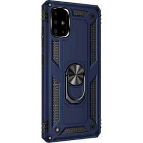 Gpack Samsung Galaxy M51 Tank Koruma Vega Standlı Yüzüklü Mıknatıslı Nano Glass Lacivert Cep Telefonu Kılıfı