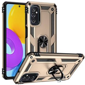 Gpack Samsung Galaxy M52 Vega Tank Standlı Yüzüklü Mıknatıslı Gold Kılıf