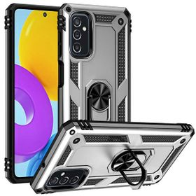 Gpack Samsung Galaxy M52 Vega Tank Standlı Yüzüklü Mıknatıslı Gümüş Kılıf