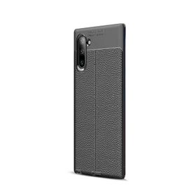 Gpack Samsung Galaxy Note 10 Niss Deri Görünümlü Siyah Silikon Kılıf