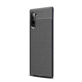 Gpack Samsung Galaxy Note 10 Niss Deri Görünümlü Siyah Silikon Kılıf
