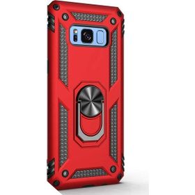 Gpack Samsung Galaxy Note 8 Çift Katmanlı Tank Yüzüklü Mıknatıslı Vega Kapak Kırmızı Cep Telefonu Kılıf