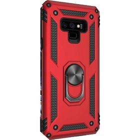 Gpack Samsung Galaxy Note 9 Çift Katmanlı Tank Yüzüklü Mıknatıslı Vega Kapak Kırmızı Cep Telefonu Kılıf