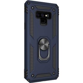 Gpack Samsung Galaxy Note 9 Çift Katmanlı Tank Yüzüklü Mıknatıslı Vega Kapak Lacivert Cep Telefonu Kılıf