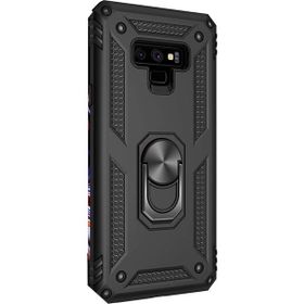 Gpack Samsung Galaxy Note 9 Çift Katmanlı Tank Yüzüklü Mıknatıslı Vega Kapak Siyah Cep Telefonu Kılıf