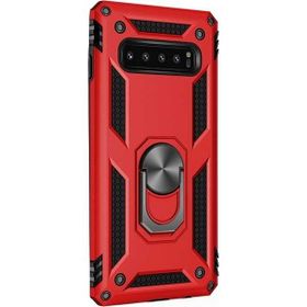 Gpack Samsung Galaxy S10 Çift Katmanlı Tank Yüzüklü Mıknatıslı Vega Kapak Kırmızı Cep Telefonu Kılıf