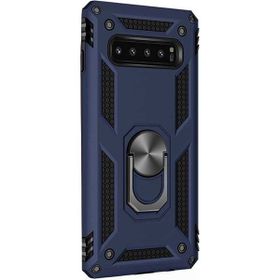 Gpack Samsung Galaxy S10 Çift Katmanlı Tank Yüzüklü Mıknatıslı Vega Kapak Lacivert Cep Telefonu Kılıf
