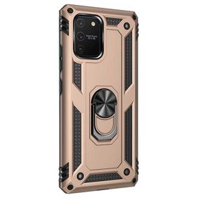 Gpack Samsung Galaxy S10 Lite Tank Koruma Vega Standlı Yüzüklü Mıknatıslı Altın Kılıf