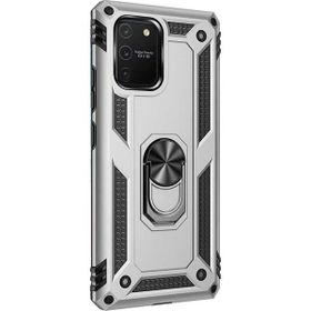 Gpack Samsung Galaxy S10 Lite Tank Koruma Vega Standlı Yüzüklü Mıknatıslı Gümüş Kılıf
