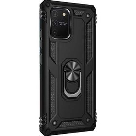 Gpack Samsung Galaxy S10 Lite Tank Koruma Vega Standlı Yüzüklü Mıknatıslı Siyah Kılıf