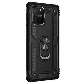 Gpack Samsung Galaxy S10 Lite Tank Koruma Vega Standlı Yüzüklü Mıknatıslı Siyah Kılıf