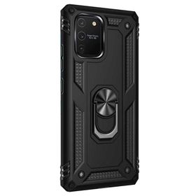 Gpack Samsung Galaxy S10 Lite Tank Koruma Vega Standlı Yüzüklü Mıknatıslı Siyah Kılıf