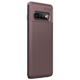 Gpack Samsung Galaxy S10 Negro Karbon Dizayn Kahverengi Silikon Kılıf