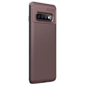 Gpack Samsung Galaxy S10 Negro Karbon Dizayn Kahverengi Silikon Kılıf