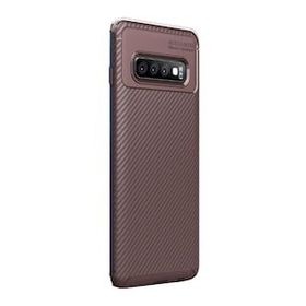 Gpack Samsung Galaxy S10 Negro Karbon Dizayn Kahverengi Silikon Kılıf