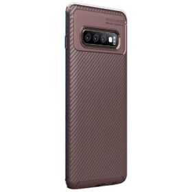 Gpack Samsung Galaxy S10 Negro Karbon Dizayn Kahverengi Silikon Kılıf