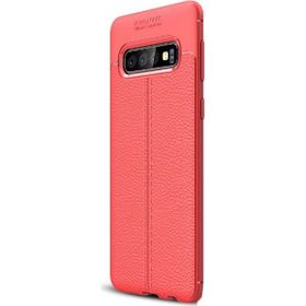 Gpack Samsung Galaxy S10 Niss Deri Görünümlü Kırmızı Silikon Kılıf