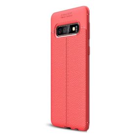 Gpack Samsung Galaxy S10 Niss Deri Görünümlü Kırmızı Silikon Kılıf