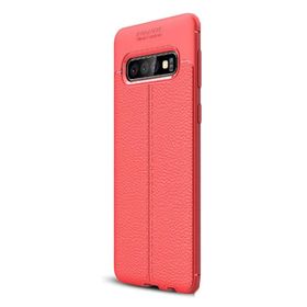 Gpack Samsung Galaxy S10 Niss Deri Görünümlü Kırmızı Silikon Kılıf