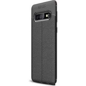 Gpack Samsung Galaxy S10 Niss Deri Görünümlü Siyah Silikon Kılıf