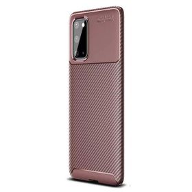 Gpack Samsung Galaxy S20 Negro Karbon Dizayn Silikon Kahverengi Kılıf