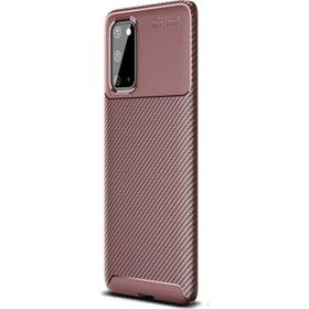 Gpack Samsung Galaxy S20 Negro Karbon Dizayn Silikon Kahverengi Kılıf