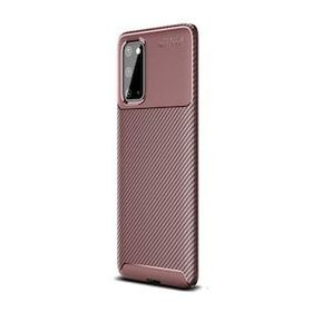 Gpack Samsung Galaxy S20 Negro Karbon Dizayn Silikon Kahverengi Kılıf