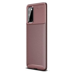 Gpack Samsung Galaxy S20 Negro Karbon Dizayn Silikon Kahverengi Kılıf