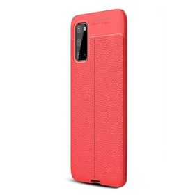 Gpack Samsung Galaxy S20 Niss Silikon Deri Görünümlü Kırmızı Kılıf