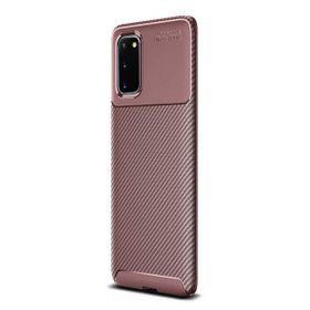 Gpack Samsung Galaxy S20+ Plus Negro Karbon Dizayn Silikon Kahverengi Kılıf