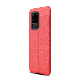 Gpack Samsung Galaxy S20 Ultra Niss Silikon Deri Görünümlü Kırmızı Kılıf