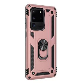 Gpack Samsung Galaxy S20 Ultra Tank Koruma Vega Standlı Yüzüklü Mıknatıslı Kırmızı Cep Telefonu Kılıfı