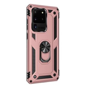 Gpack Samsung Galaxy S20 Ultra Tank Koruma Vega Standlı Yüzüklü Mıknatıslı Kırmızı Cep Telefonu Kılıfı
