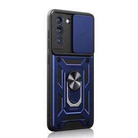 Gpack Samsung Galaxy S21 FE Sert Silikon Tank Aramid Sürgülü Vega Yüzüklü Lacivert Kılıf