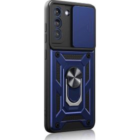 Gpack Samsung Galaxy S21 FE Sert Silikon Tank Aramid Sürgülü Vega Yüzüklü Lacivert Kılıf