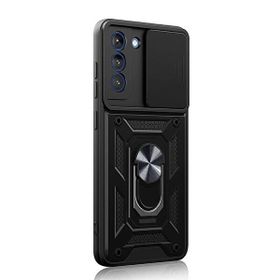 Gpack Samsung Galaxy S21 FE Sert Silikon Tank Aramid Sürgülü Vega Yüzüklü Siyah Kılıf