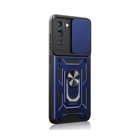 Gpack Samsung Galaxy S21 FE Sert Silikon Tank Aramid Sürgülü Vega Yüzüklü Siyah Kılıf