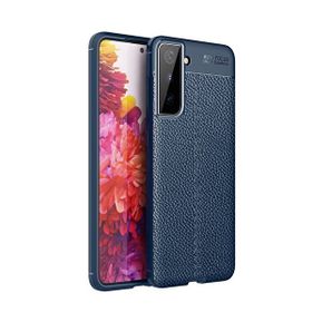 Gpack Samsung Galaxy S21 Plus 5G Niss Deri Görünümlü Silikon+Full Ekran Lacivert Kılıf