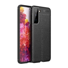 Gpack Samsung Galaxy S21 Plus 5G Niss Deri Görünümlü Silikon+Full Ekran Siyah Kılıf