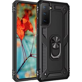 Gpack Samsung Galaxy S21 Plus 5G Tank Koruma Vega Standlı Yüzüklü Mıknatıslı Siyah Kılıf
