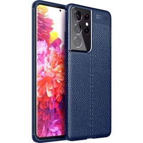 Gpack Samsung Galaxy S21 Ultra 5G Niss Silikon Deri Görünümlü Lacivert Kılıf